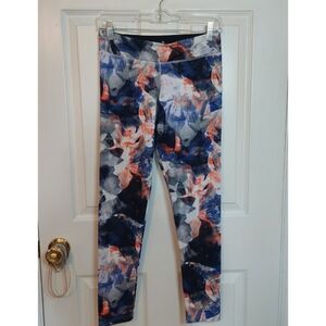 Adidas Climalite Ghost Flower Blue Orange Abstract Leggings Ankle Crop Size S
